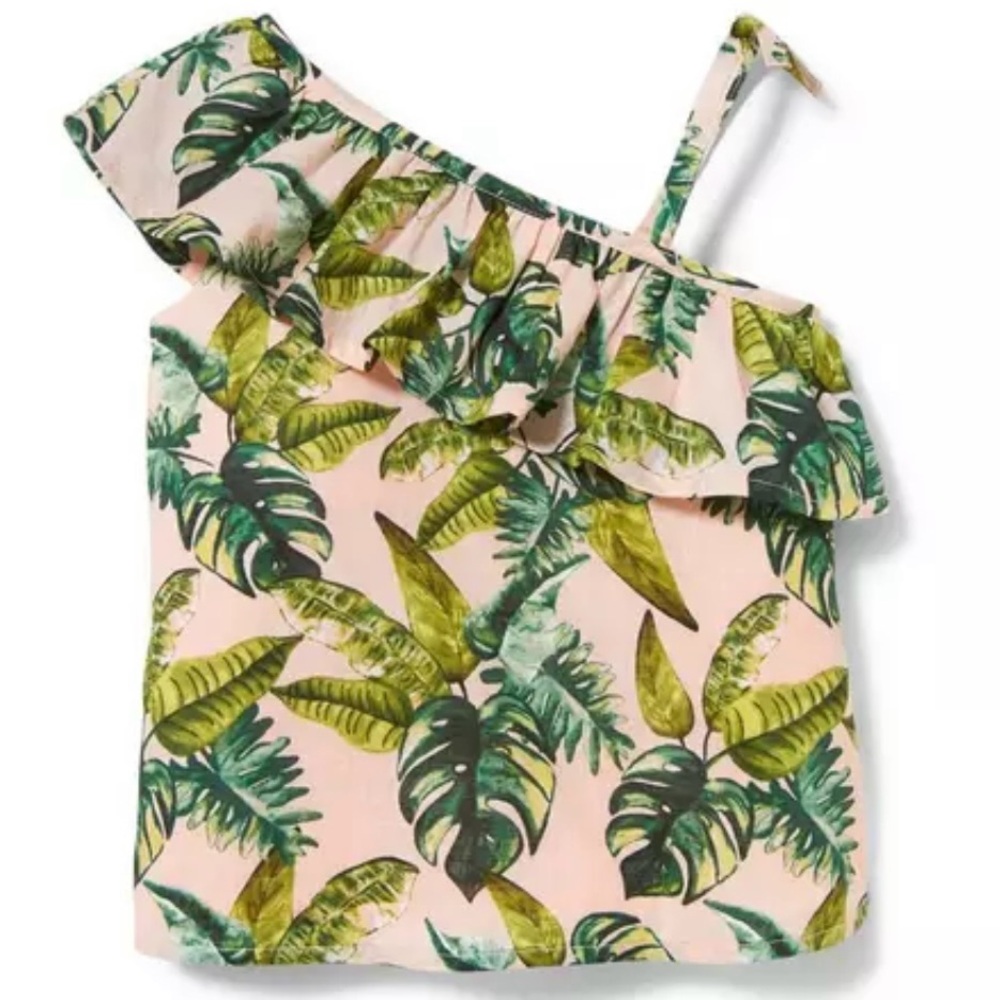 Janie and Jack Iced Nectar Palm Print 100% Cotton Slub Batiste Top 18-24 months